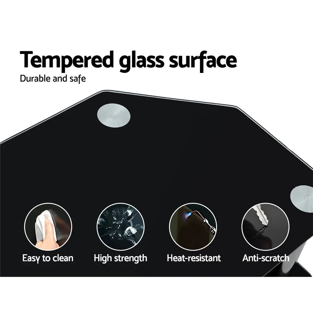 TV Stand Entertainment Unit Media Cabinet Tempered Glass 3