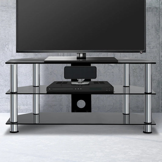 TV Stand Entertainment Unit Media Cabinet Tempered Glass 3 Tiers