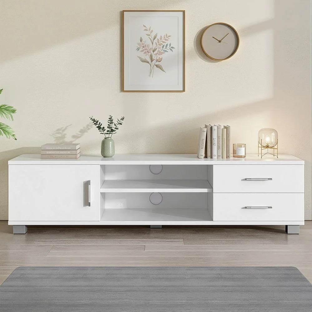 White 120cm storage cabinet with tv stand entertainment unit