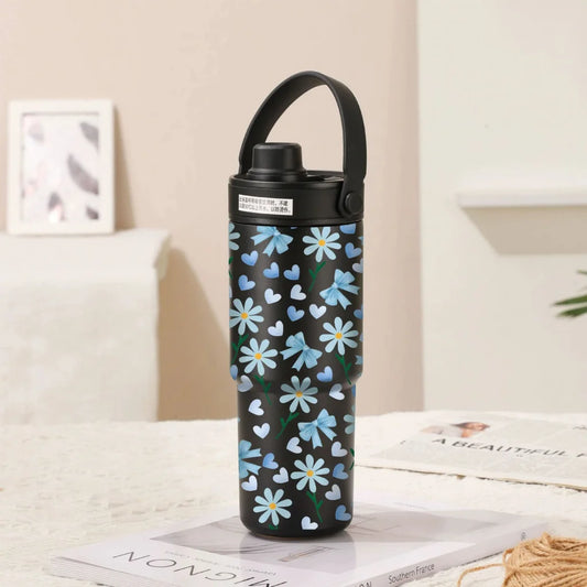 Twilight Black Bow Tie Blue Flower 30oz Ceramic