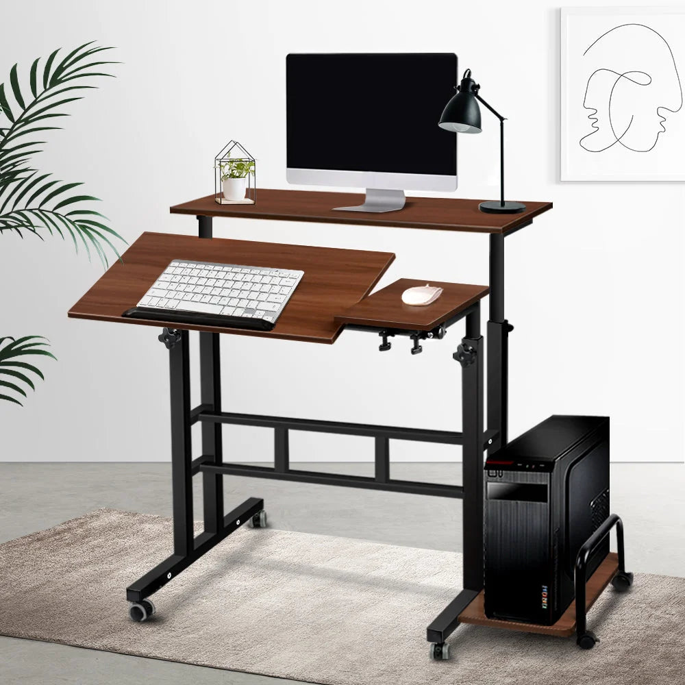 Twin Laptop Desk Table Dark Wood - Office