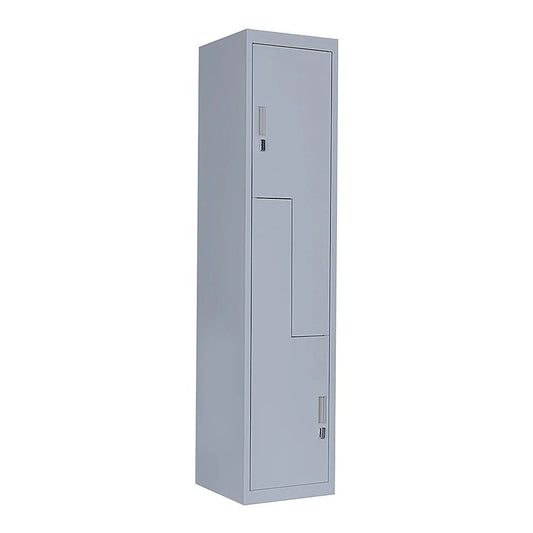 Two-Door L-Shaped Office Gym Shed Storage Lockers - Grey