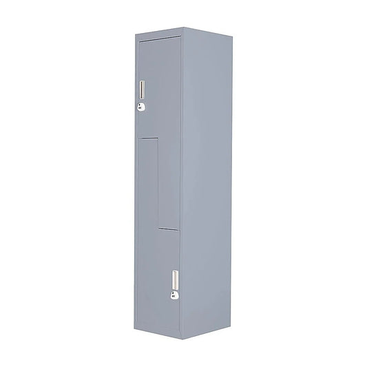 Two-Door L-Shaped Office Gym Shed Storage Lockers - Grey