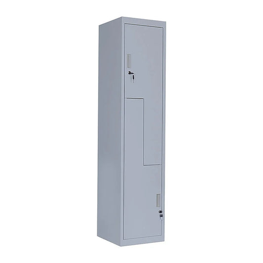 Two-Door L-Shaped Office Gym Shed Storage Lockers - Grey