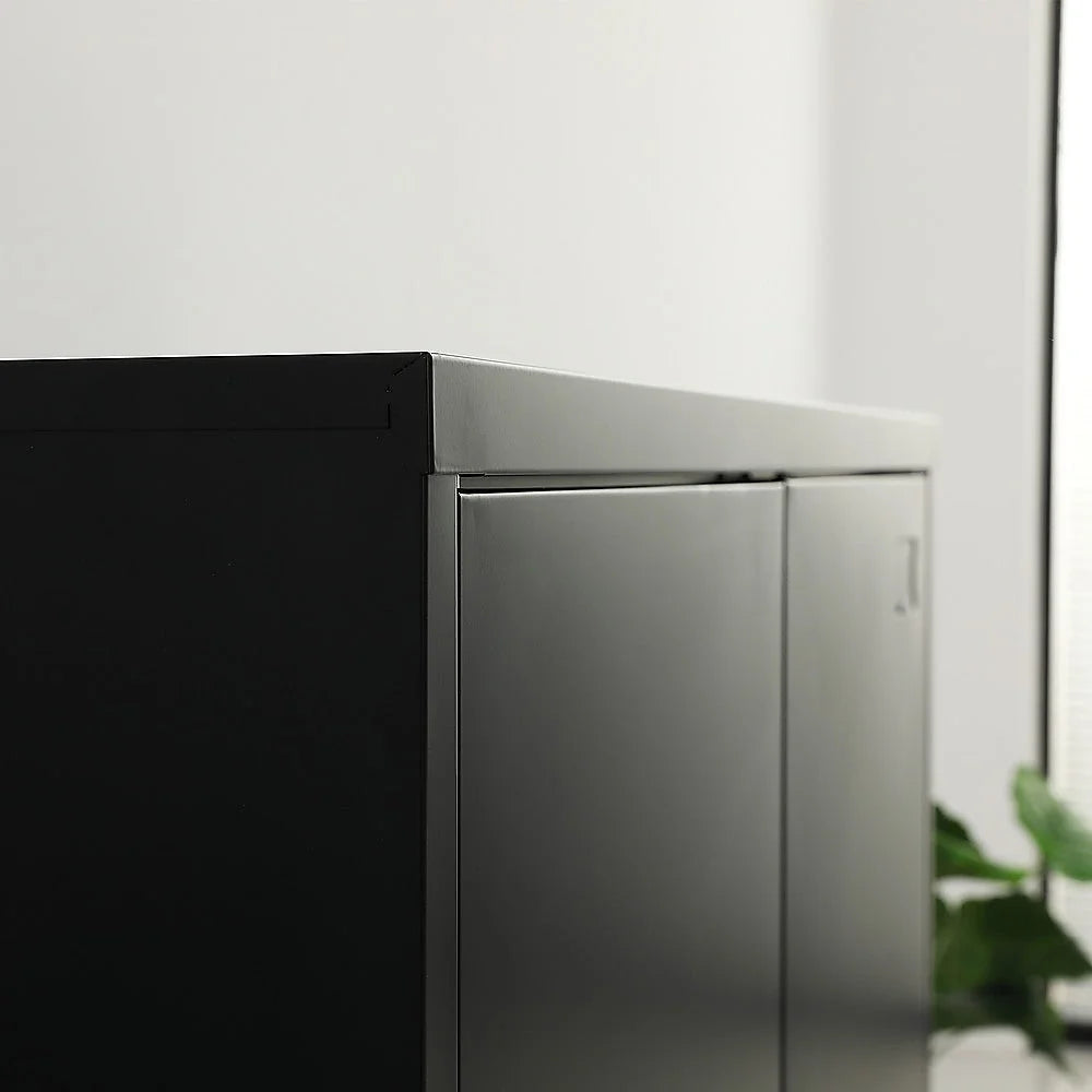 Two-Door Metal Short Cabinet Shelf Storage for Home Office