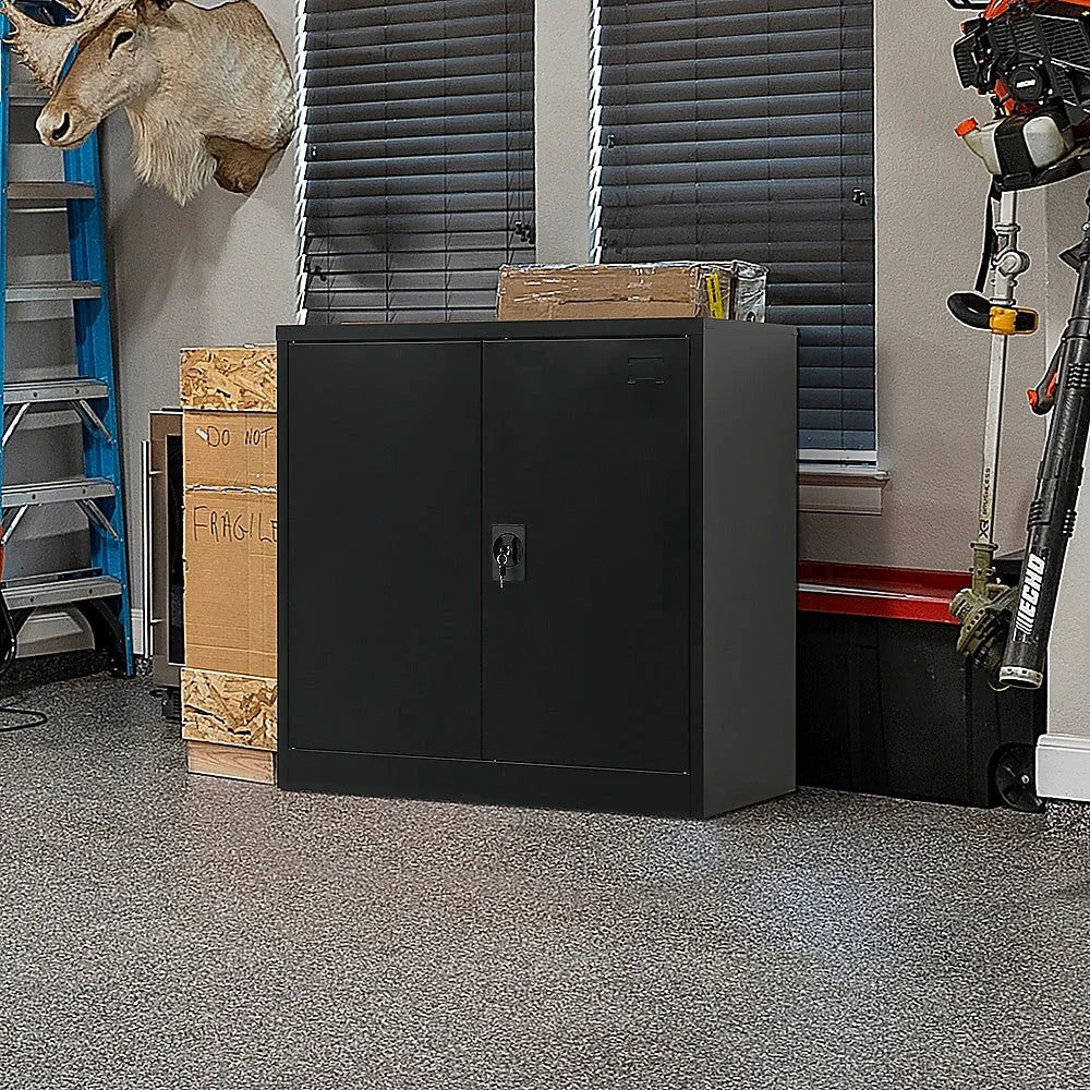 Two-Door Metal Short Cabinet Shelf Storage for Home Office