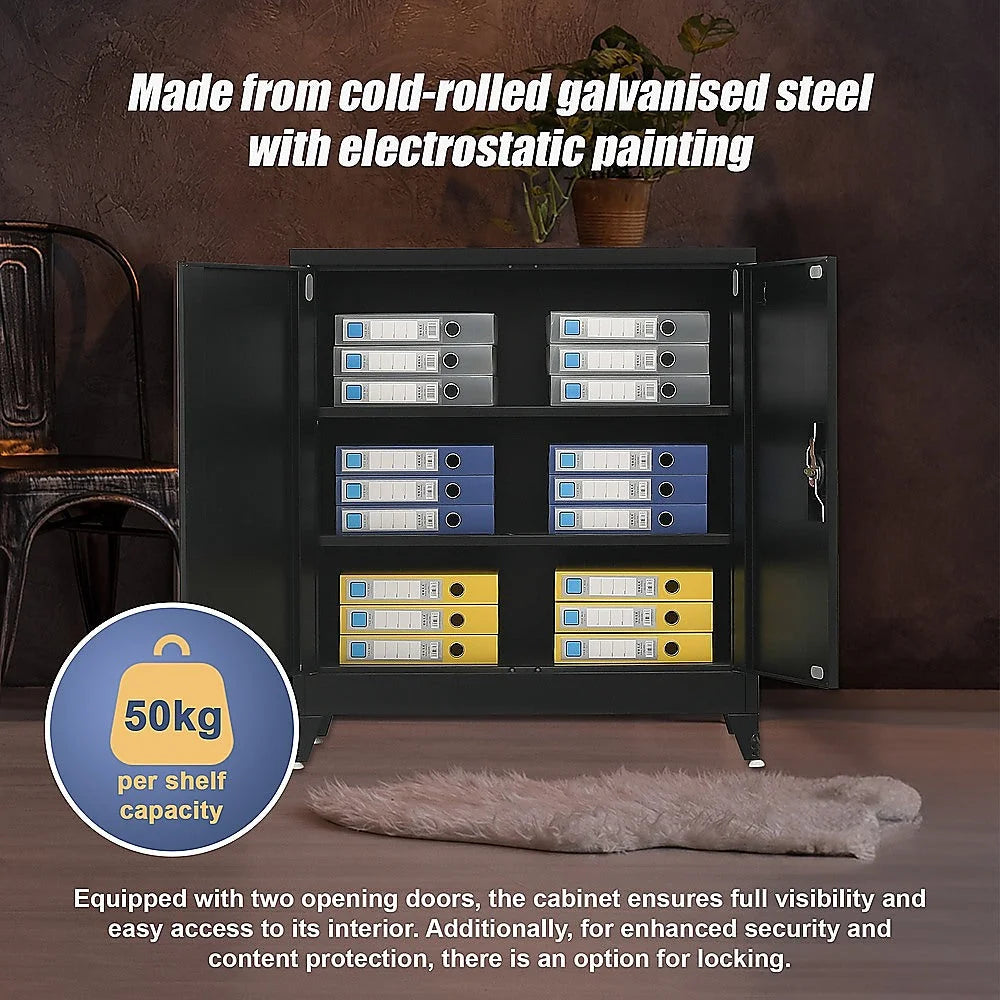 Two-Door Metal Short Cabinet Shelf Storage for Home Office