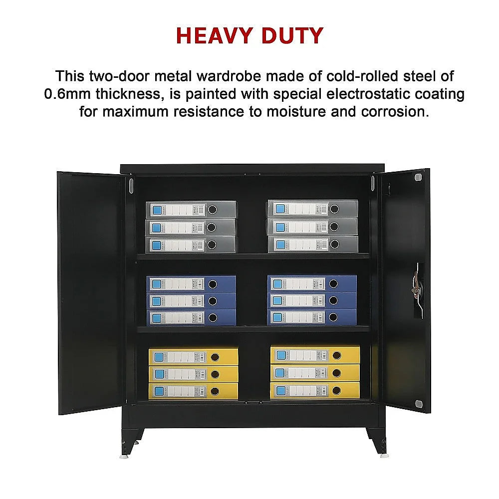 Two-Door Metal Short Cabinet Shelf Storage for Home Office