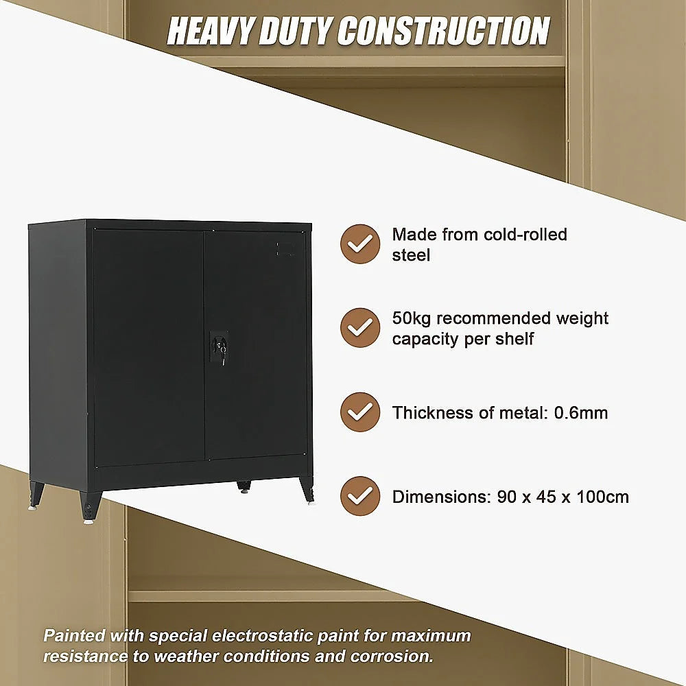 Two-Door Metal Short Cabinet Shelf Storage for Home Office