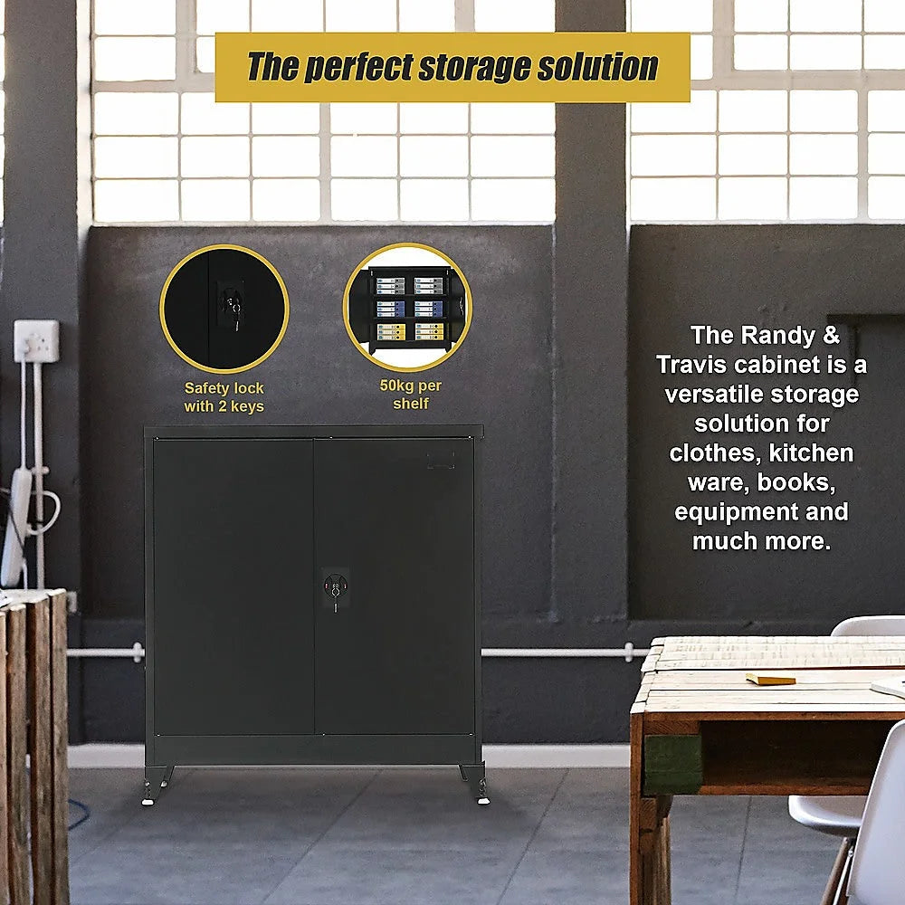 Two-Door Metal Short Cabinet Shelf Storage for Home Office