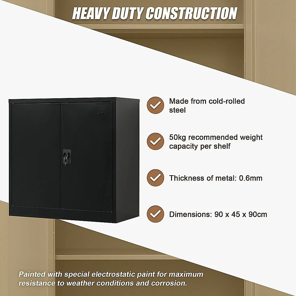 Two-Door Metal Short Cabinet Shelf Storage for Home Office