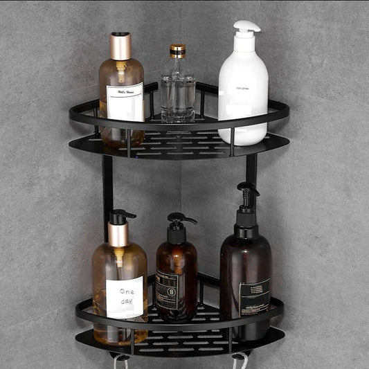 Two-Tier Wall-Mounted Corner Shelf for Bathroom - Home &
