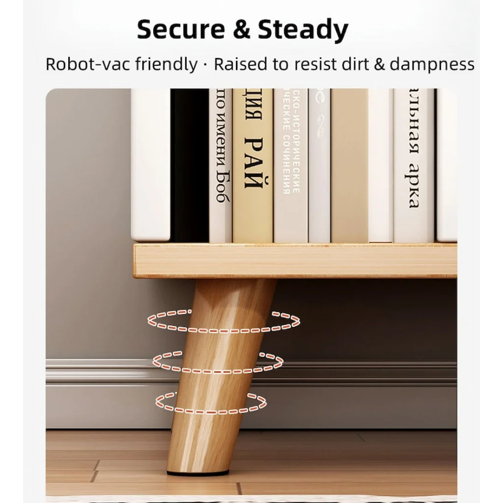 Two-Tone Nightstand Wooden Legs Compartment Storage Drawers