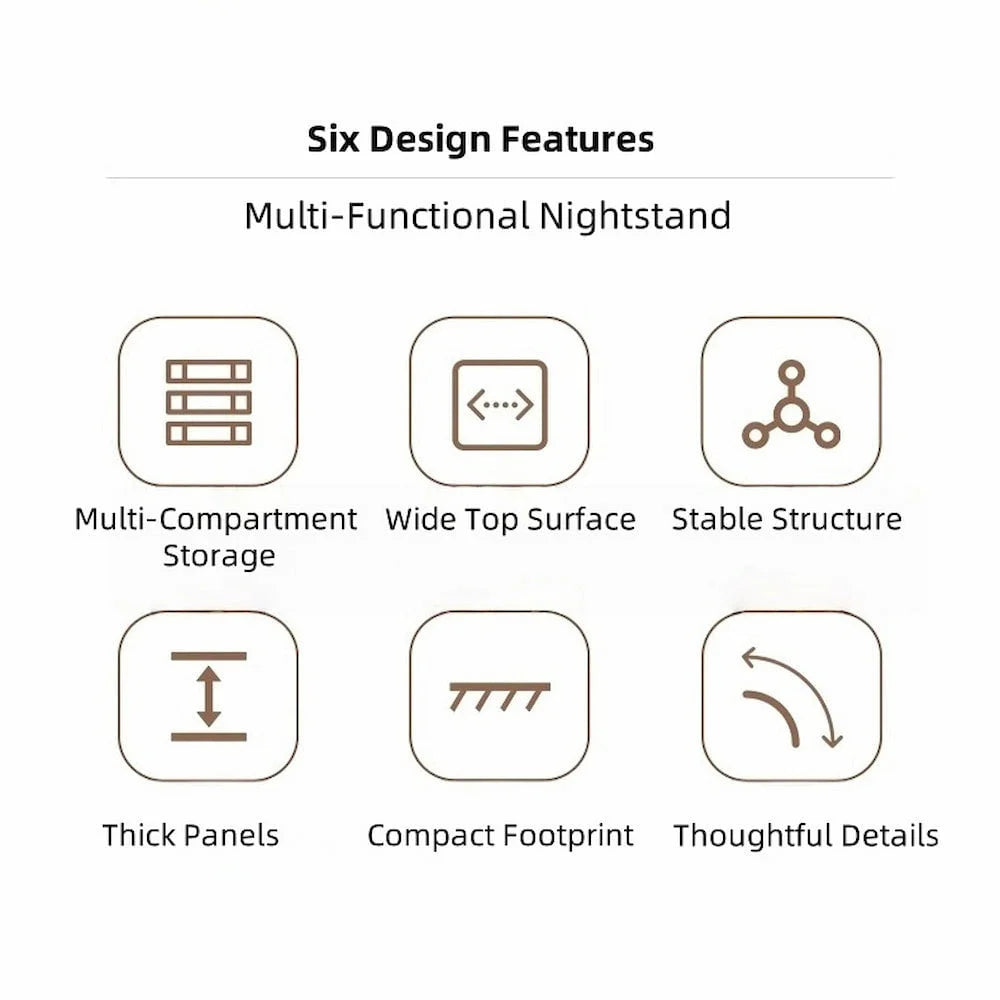 Two-Tone Nightstand Wooden Legs Compartment Storage Drawers