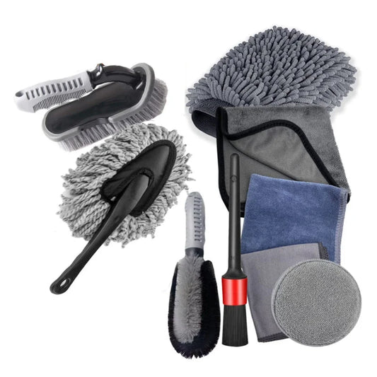 Type A 9-Piece Car Wash Tool Kit - Tire & Wheel Brushes