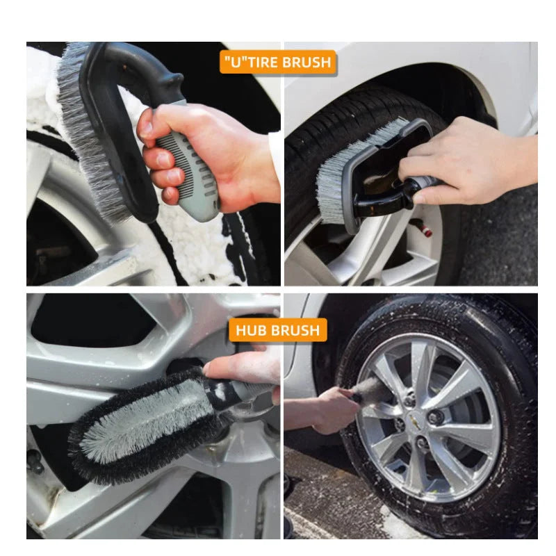 Type B 9-Piece Car Wash Tool Kit - Tire & Wheel Brushes