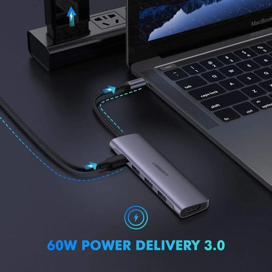 Type-C 5 in 1 Adaptor - HDMI + USB 3.0*3 + Type-C PD Power