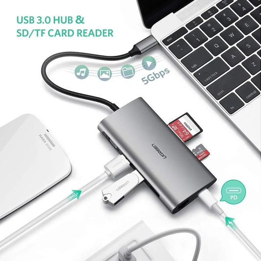Type-C 8 in 1 Multifunction Adaptor VGA/RJ45/USB3.0 x