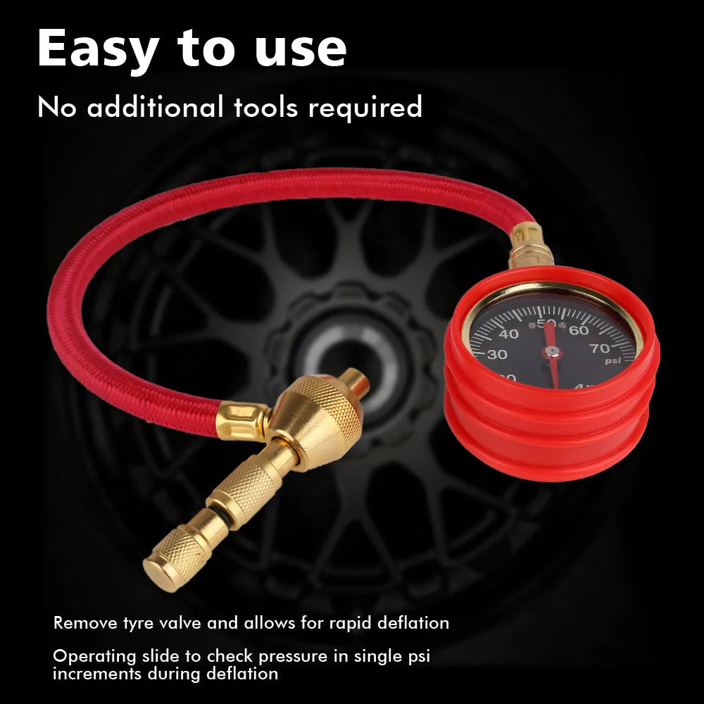 Tyre Deflators Automatic 4WD Pressure Gauge Set of 4 - Brass