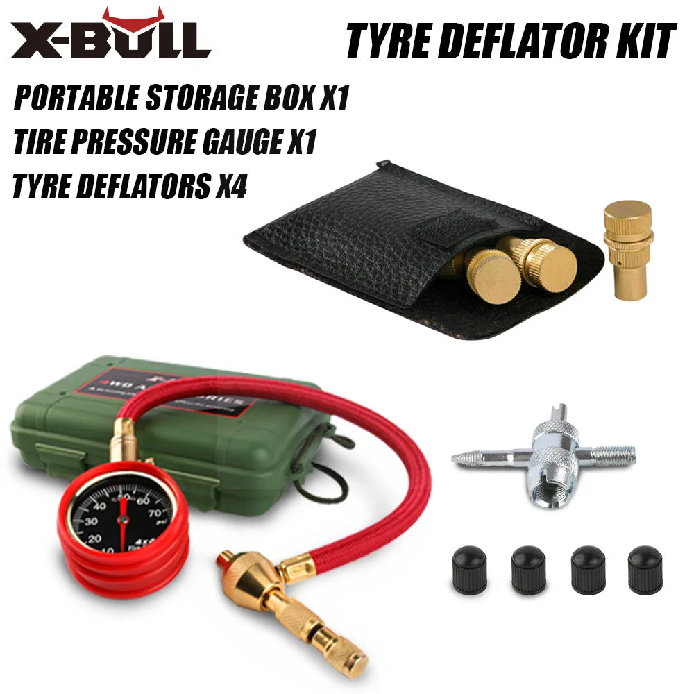 Tyre Deflators Automatic 4WD Pressure Gauge Set of 4 - Brass