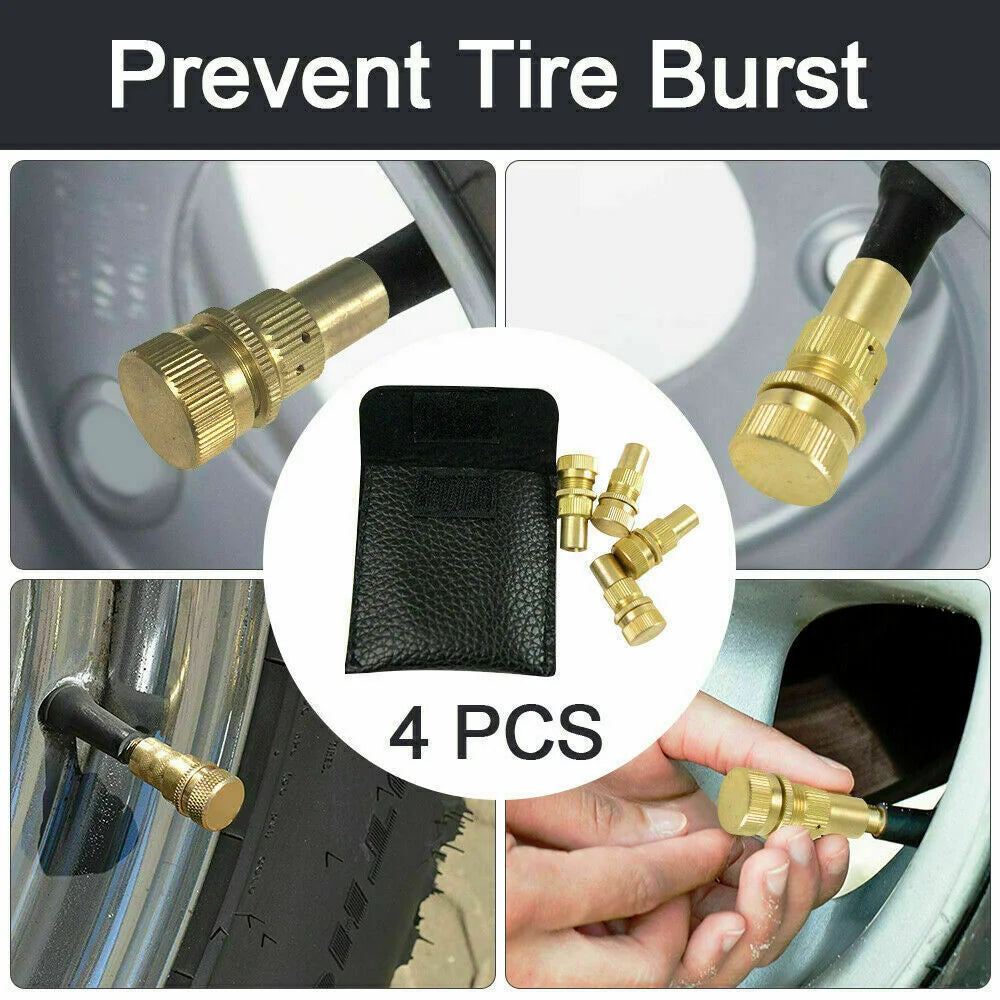 Tyre Deflators Automatic 4WD Pressure Gauge Set of 4 - Brass