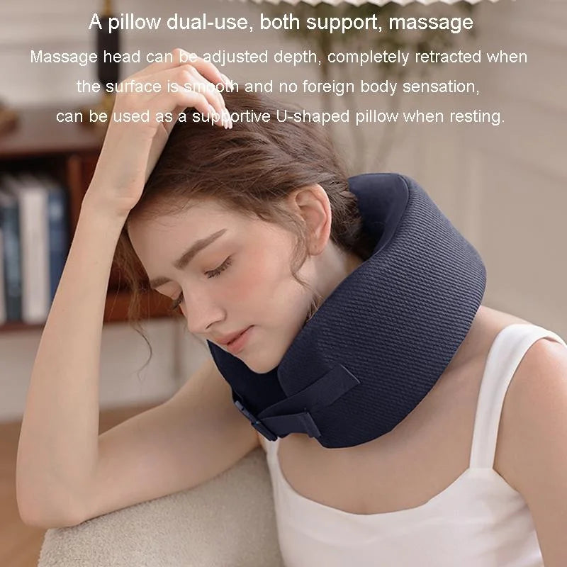 U-Shape Neck Massager With Hot Compress Navy - Health &