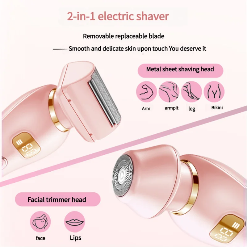 U34 Pink 2-in-1 Electric Razor for Women - Multifunctional