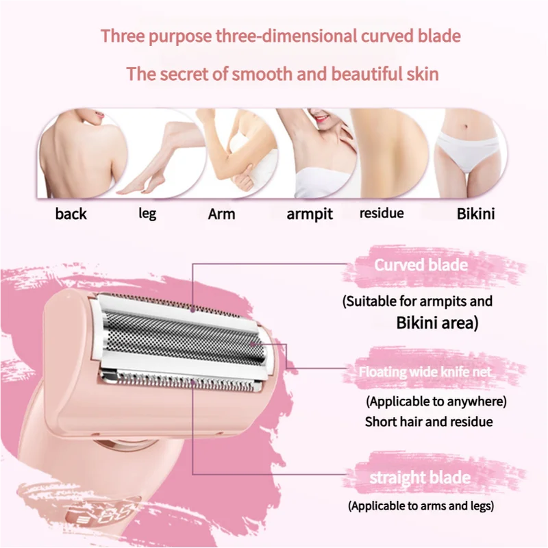 U34 Pink 2-in-1 Electric Razor for Women - Multifunctional