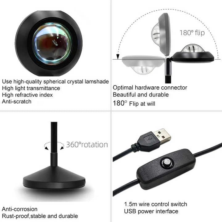 UFO RGB Sunset Projection Lamp with 16 Colors and Remote