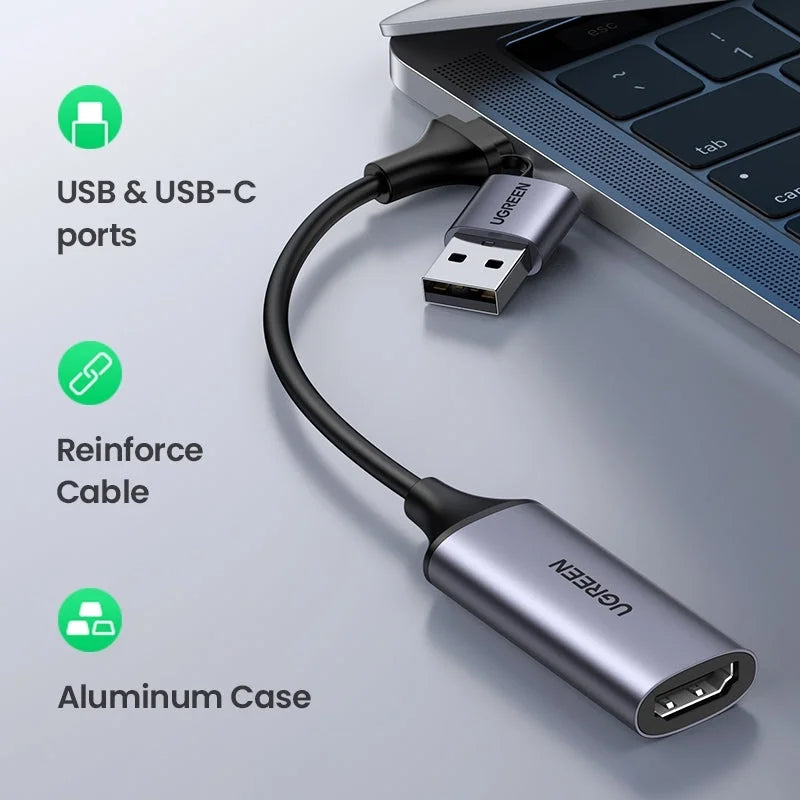 UGREEN 40189 USB-C to HDMI 2-in-1 HD Video Capture Card