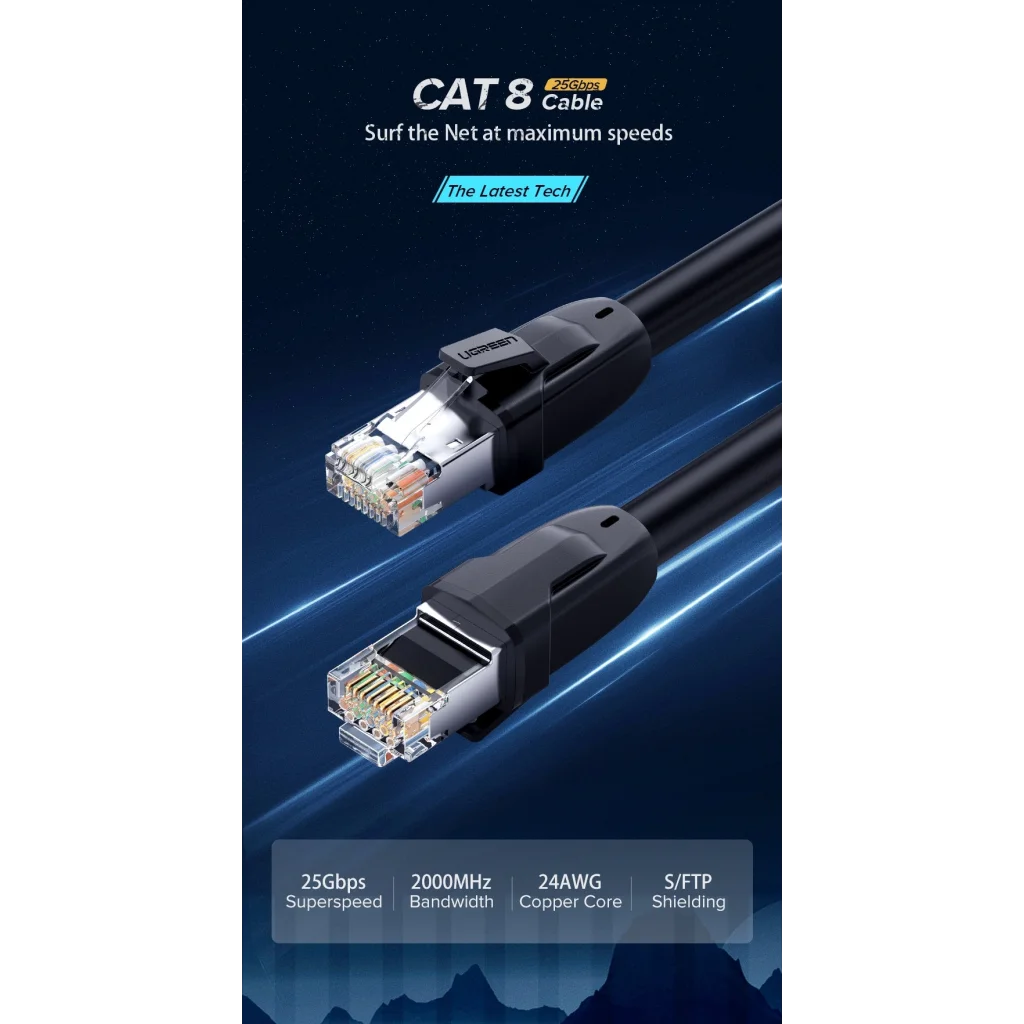 UGREEN 70329 Cat 8 Pure Copper Patch Cord Network Cable 2M