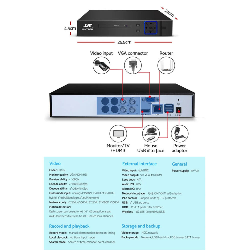 UL-tech 1080P Home CCTV Security Camera HDMI DVR Video