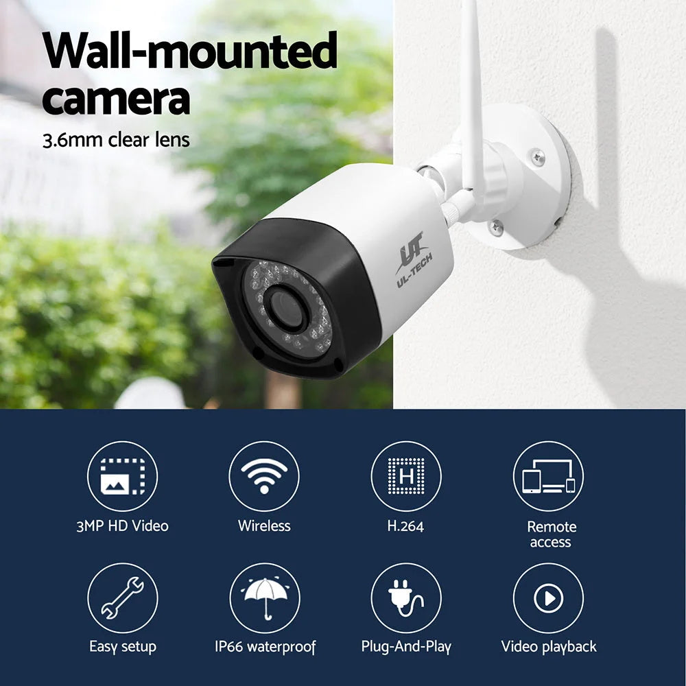 UL-tech 3MP Wireless CCTV 8CH 4 Square Camera - Electronics