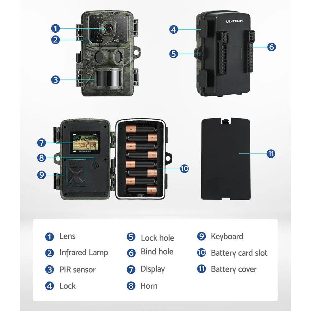 UL-Tech Trail Camera 4K 16MP Wildlife Game Hunting Security