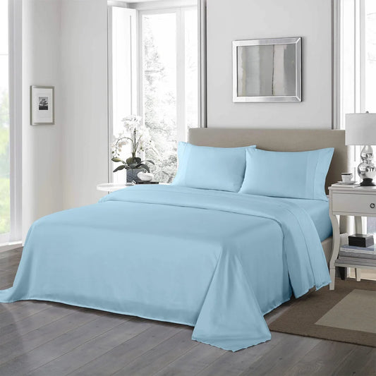 Ultrasoft 4 Piece Sheet Set 1200TC Double - Sky Blue Royal Comfort