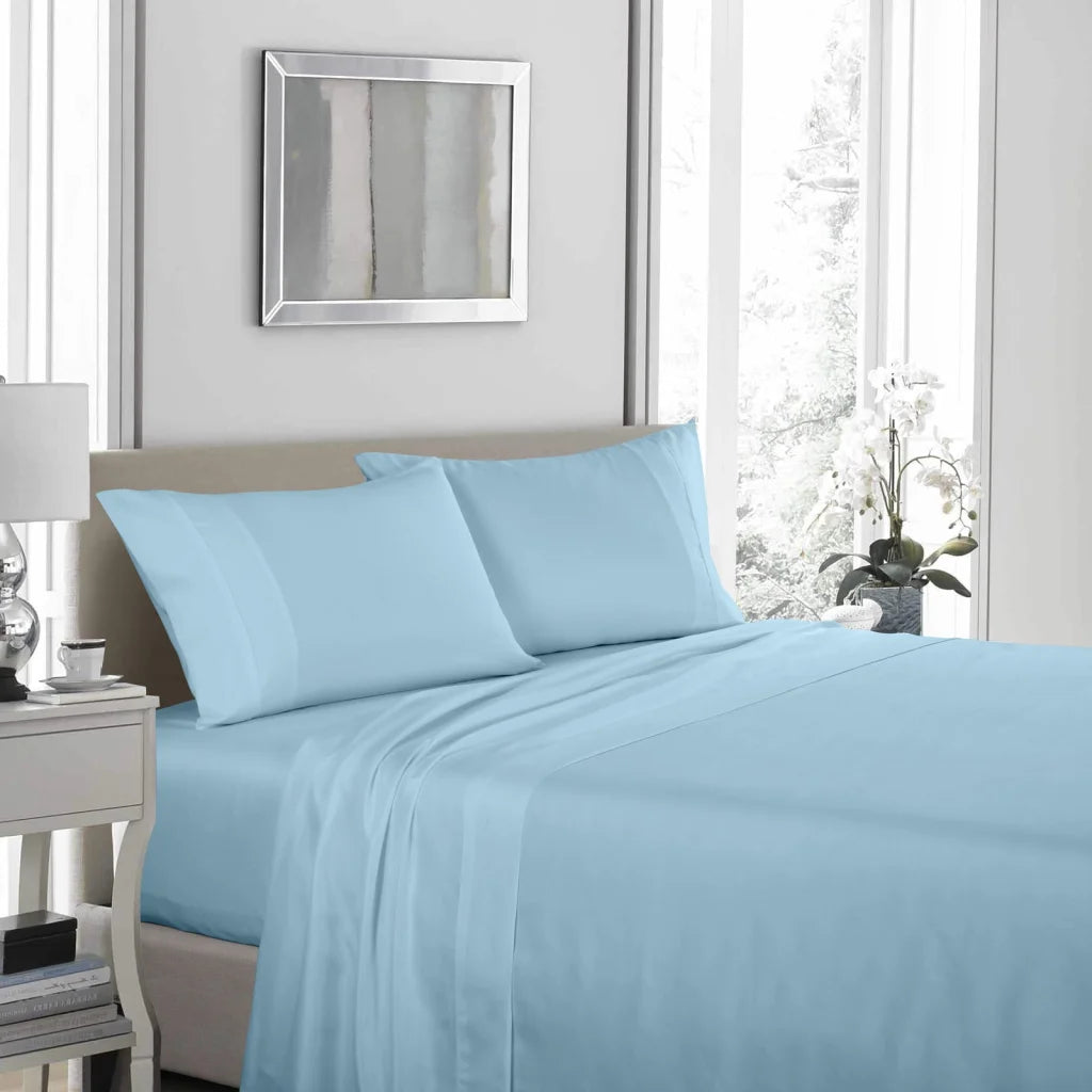 Ultrasoft 4 Piece Sheet Set 1200TC Queen - Sky Blue Royal Comfort