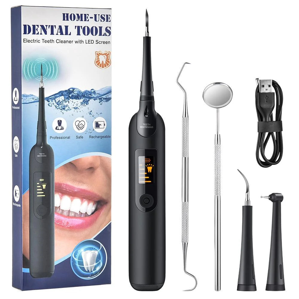 Ultrasonic Dental Tartar Plaque Calculus Tooth Remover Set with LED Screen