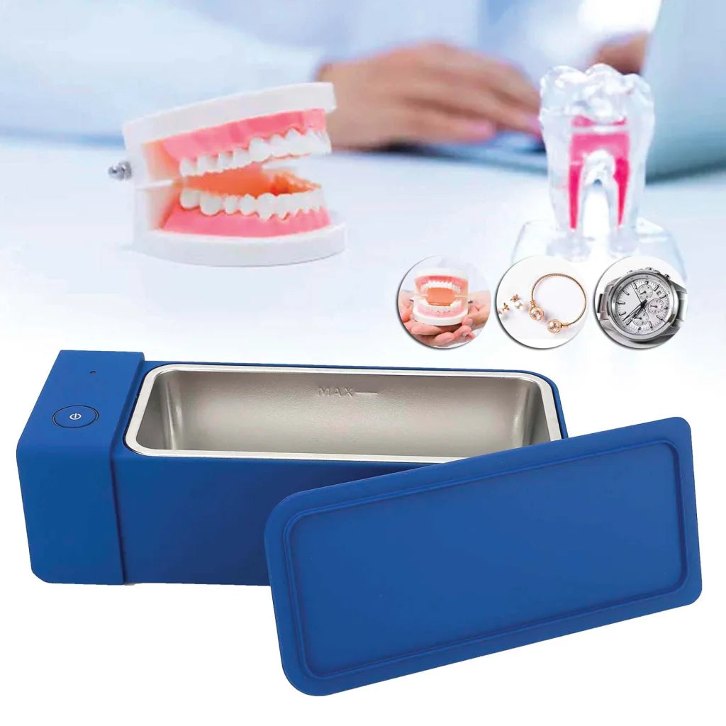 Ultrasonic Jewellery Cleaner 600ml Mini Blue Portable