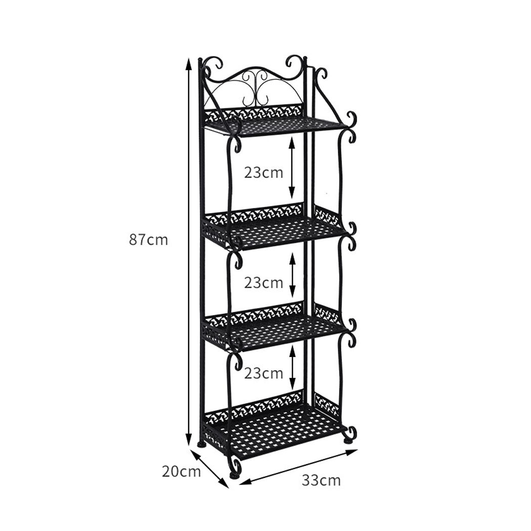 Levede Plant Stand 4 Tiers Outdoor Indoor Black