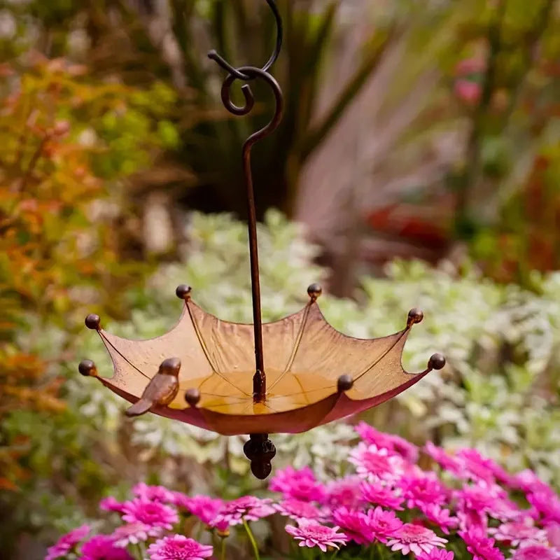Umbrella-Shaped Bird Feeder - Metal Hanging Garden