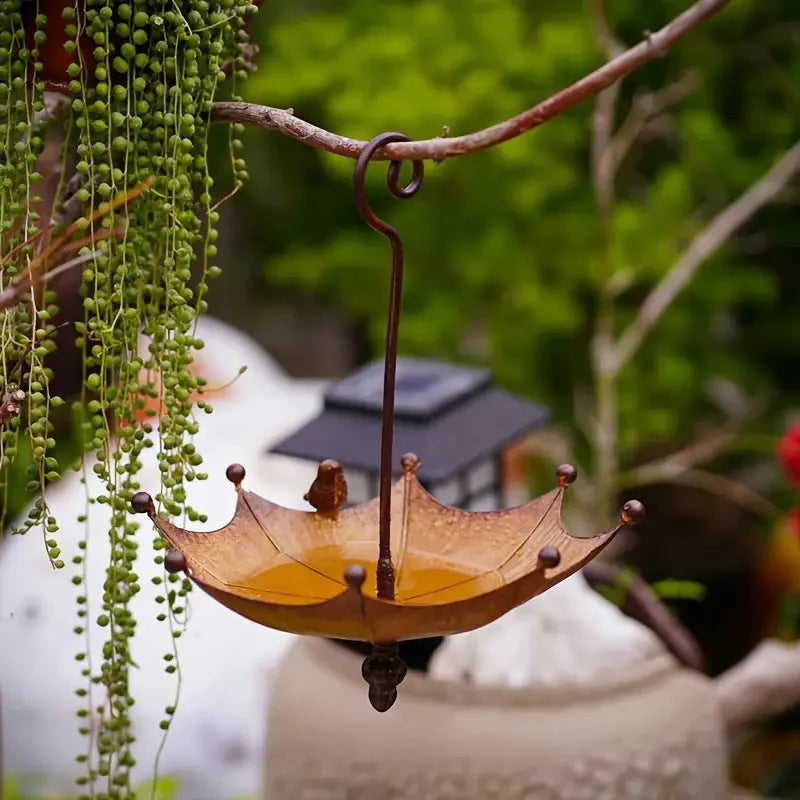 Umbrella-Shaped Bird Feeder - Metal Hanging Garden