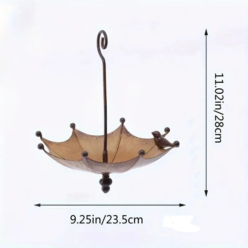 Umbrella-Shaped Bird Feeder - Metal Hanging Garden