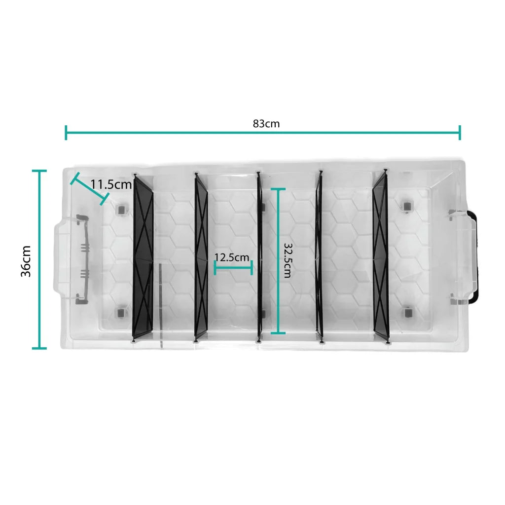 Under Bed Storage Storer 6 Compartment with Wheels 27L