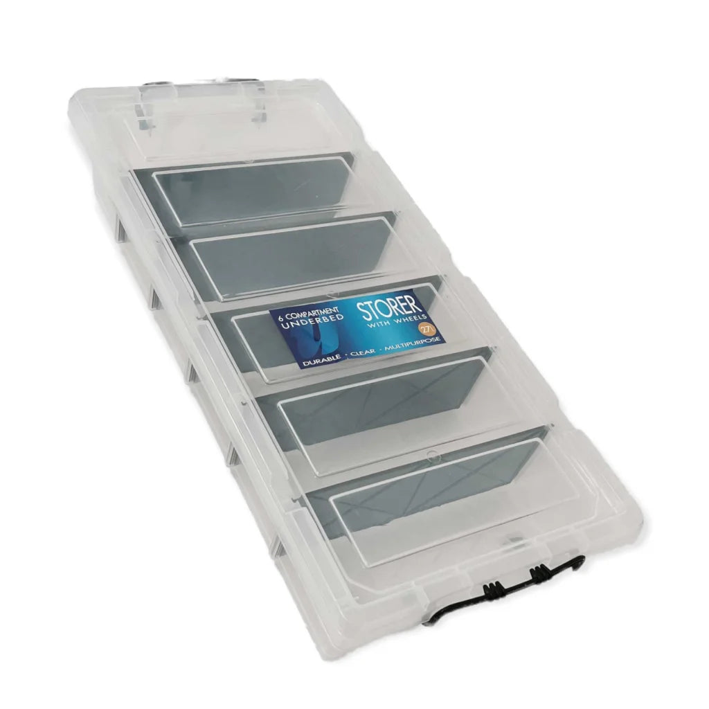 Under Bed Storage Storer 6 Compartment with Wheels 27L