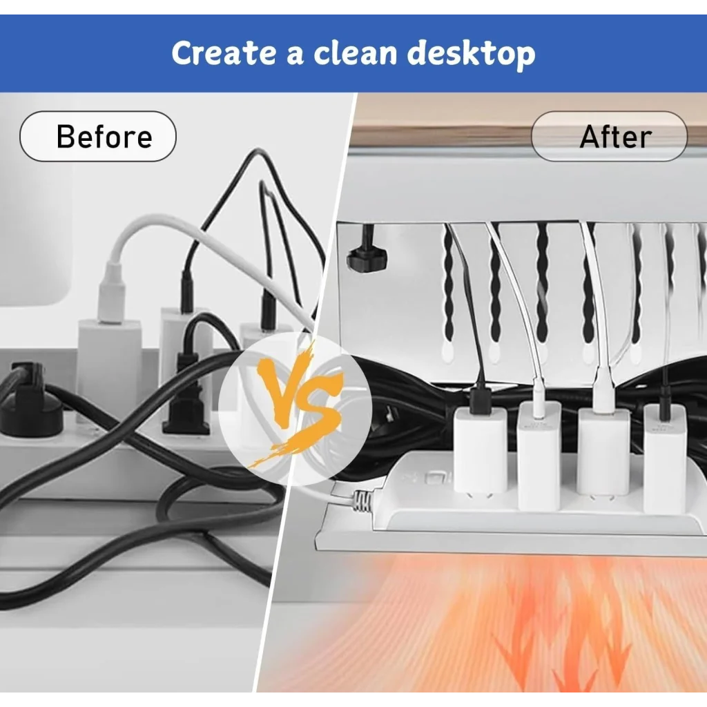 Under Desk Side Laptop Holder Storage with No Drill Cable