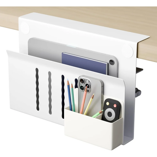 Under Desk Side Laptop Holder Storage with No Drill Cable