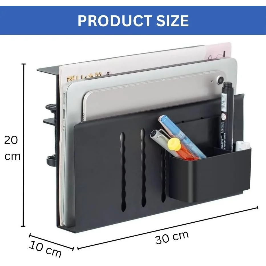 Under Desk Side Laptop Holder Storage with No Drill Cable