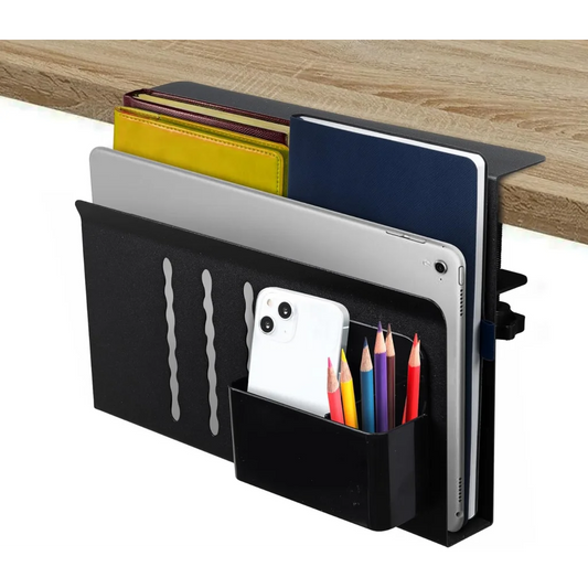 Under Desk Side Laptop Holder Storage with No Drill Cable