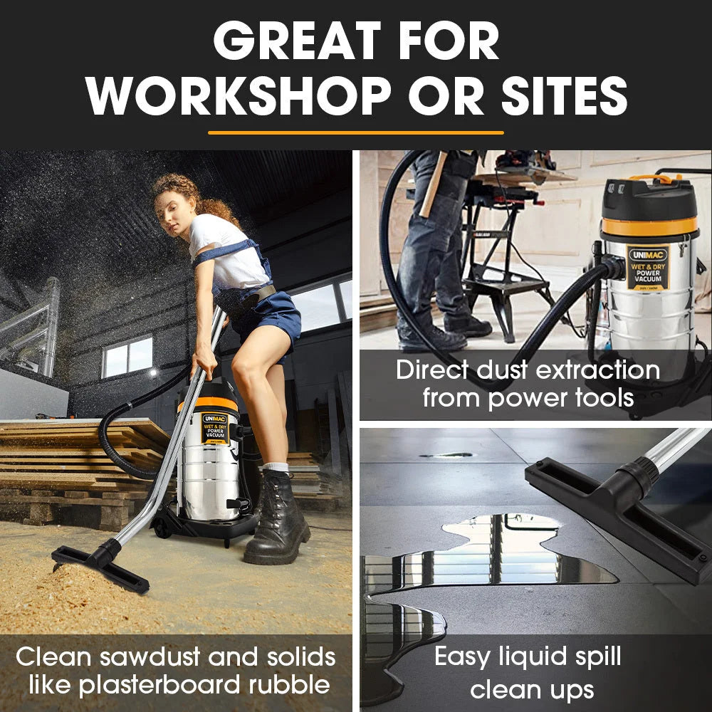 UNIMAC 100L 2400W Wet and Dry Vacuum Cleaner Heavy-Duty