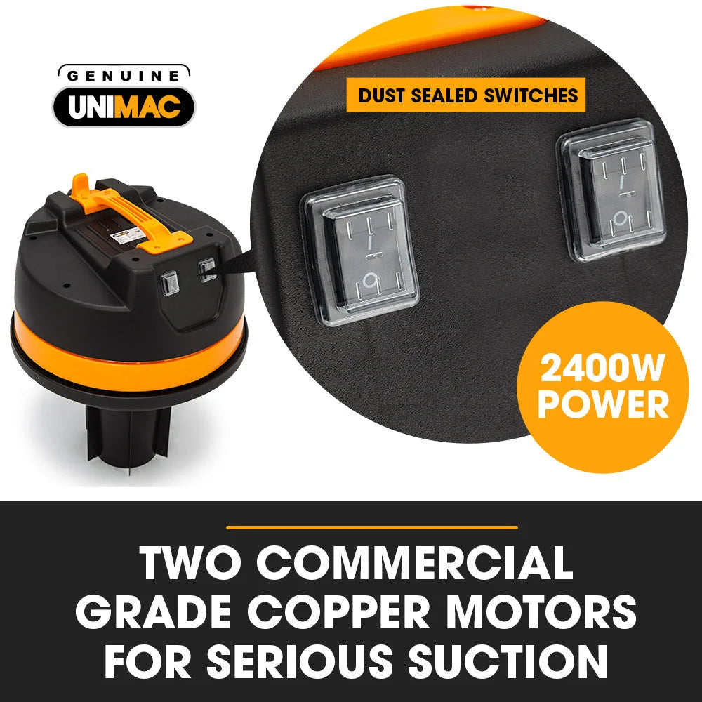 UNIMAC 100L 2400W Wet and Dry Vacuum Cleaner Heavy-Duty